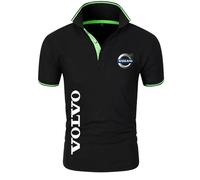 Manga Corta Deporte Po.loT-Shirt Vo-lv.o, Camiseta De Cuello En V Con Estampado, Per.fecto Para Salidas De Fin De Semana, ajuste(Black,XXL)