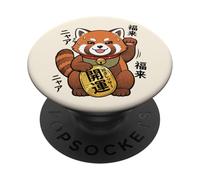 Manga de Anime Retro de los 90 Lucky Red Panda Maneki Neko PopSockets PopGrip Adhesivo
