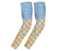 Manga de compresión para brazo | Mangas de brazo para exteriores | Cubierta de protección UV con temática de helado, protector de codo a juego para senderismo, hombres y mujeres, ejercicio, golf