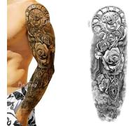 Manga de tatuaje temporal de manga larga para todo el brazo, pegatinas realistas personalizadas, dibujos animados vintage para mujeres (TQB-122, 170 x 480 mm)