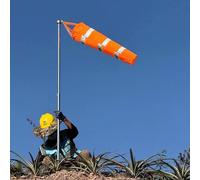 Manga de Viento Mangas de Viento para Exterior Uso Pesado, Indicador de Veleta para Granja/Fábrica, Poste Desmontable de 2m para Manga de Viento con Veletas(Orange,L 1m/3.3ft)