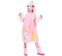 Manga larga de lluvia con capucha para niños niñas impermeable con capucha niñas a prueba de viento Ponchos niños niños ropa de lluvia manga larga impermeable (pink, 5-6 años)