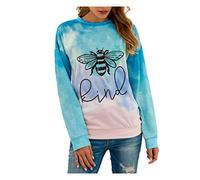 Manga Larga Estampado Suéter Mujer Blusa Margarita Patchwork Tops Mujeres Blusa Blanca Mujer, azul, L