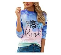 Manga Larga Estampado Suéter Mujer Blusa Margarita Patchwork Tops Mujeres Blusa Blanca Mujer, azul oscuro, XL