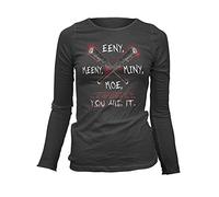 Manga Larga Mujer Camiseta Walking, Dead Eeny Meeny Miny Moe. You Are It ! Negan - Negro, XXL