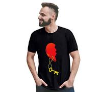 Manga para Hombres T Camisa Blouse Day Short Tops Heart Valentine's Imprimed Men's Blusa (Black, M)