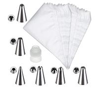 Manga Pastelera, 100 Pcs Mangas Pasteleras Desechables con 1 Pcs Profesional Adaptadora y 6 Pcs Reutilizable Boquillas, Bolsas de Pastelería Desechable Set para Decoración de Pasteles 30 * 20cm