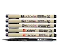 manga set- Sakura Pigma MANGA SET OF 6 - Micrófono, gráfico, pincel y lápiz mecánico (6 plumas, negro)