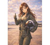 Manga Style Fighter Pilot 10.5in x 8in Lined Notebook