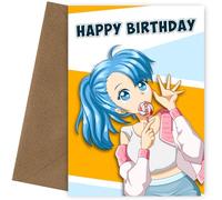 Manga Tarjeta de cumpleaños para adolescentes niños y niñas - Feliz cumpleaños - Tarjeta de anime japonesa para cumpleaños de cumpleaños de Bday of Hijo, Hija, Nieta, Hermana, 11 12 13 16 17 18 19 20