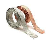Manga trenzada de cobre ancho 4 6 8 10 12 14 18 20 25 28mm revestimiento estañado Cable expandible blindaje funda de Metal blindada(Pure Copper,Width 18mm,3 meters)
