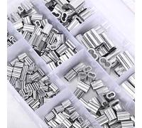 Mangas de anillo de prensado de 315 piezas, manguitos de cable de aluminio Virolas de tubo doble para piezas de hardware de extremo de cable y alambre M1.2 M1.5 M2 M2.5 M3 M4 M5 M6