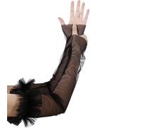 Mangas de brazo transparentes transpirables para novia con longitud al codo para ceremonia de boda, fundas transparentes para brazos para ocasiones formales, mangas de malla, Negro, Talla única