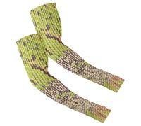 Mangas de brazo unisex con protección UV para golf, ciclismo, pesca, talla única para todas las escamas de reptiles verdes, patrón sin costuras, textura de piel de lagarto, tono tierra natural