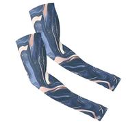 Mangas de compresión de compresión UPF 50+ para hombres y mujeres, para baloncesto, fútbol, correr, elásticas, para la mayoría de los brazos, mármol, dorado, azul, arte