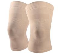 Mangas de compresión para la rodilla, 1 par, rodillera ligera para hombres y mujeres, estabilizador de rótula para la rodilla para menisco, artritis, alivio del dolor, S, Beige