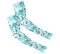 Mangas de compresión que absorben la humedad para hombres y mujeres para conducir y viajar, talla única, se adapta a todos los lobos estéticos, turquesa