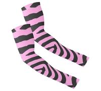 Mangas de compresión transpirables y elásticas para hombre y mujer para uso diario, talla única, estampado de cebras negras sobre fondo rubor, rayas de cebras (2) 1