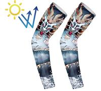 Mangas de tatuajes temporales | Mangas protectoras para brazos Body Art Arm | Las mangas del brazo de protección solar incluyen Koi, Dragon, Tiger, Mythical Beast, Ice Silk Arm Cover Sleeves Sun Compr