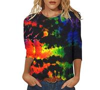 Mangas Primavera Camisas Tops Blusas 3/4 Suave Casual Cómodo Cuello Redondo para Mujeres Suelto Moda Verano Blusa Mujer Suéter Sexy, naranja, M