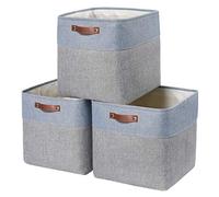 Mangata 25|28|30|33 cm Caja Almacenaje, Organizador de ropa, Cubos de juguetes, Lavables, Plegable, 30 x 30 x 30 cm, Juego de 3， Gris y Azul