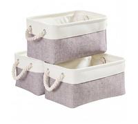 Mangata Caja de almacenaje, cestas de almacenaje Tela, Plegable Cajas organizadoras para Ropa, Juguetes, armarios (38x28x24 cm, Juego de 3, Gris Blanco)