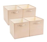 Mangata Caja de almacenaje de 33 x 38 x 33 cm, de tela, sin arrugas, para cestas, cofres, juguetes (4 unidades, caqui claro)