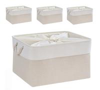 Mangata Caja de almacenamiento, cesta de almacenamiento de tela gruesa con asas y cordón para ropa, estantes, armario, hogar (XL, 4 unidades)