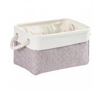 Mangata Caja de almacenamiento de lona, cestas plegables de tela con asas para armarios, armarios, estantes, ropa, juguetes, toallas, baño (38 x 28 x 24 cm, gris blanco)