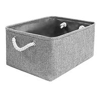 Mangata Caja de almacenamiento de lona engrosada plegable con asas para armario/estante 丨 Cesta de almacenamiento plegable para juguetes de perro (Medium, Gris)