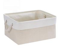 Mangata Caja de almacenamiento de tela, cesta de almacenamiento grande gruesa con asas para estantes, ropa de juguete (L, 1 unidad)