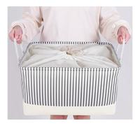 Mangata Caja de almacenamiento plegable, cesta de almacenamiento de tela gruesa con asas para estantes de juguetes(paquete de 1, Gris Rayas, XXL)