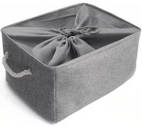 Mangata Caja de almacenamiento plegable, cesta de almacenamiento de tela gruesa con asas para estantes de juguetes(paquete de 1, Gris, XXL)