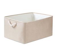 Mangata Caja de almacenamiento plegable, cesta de almacenamiento de tela gruesa con asas para estantes de juguetes(paquete de 1, Caqui Claro, M)