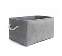 Mangata Caja de almacenamiento plegable, cesta de almacenamiento de tela gruesa con asas para estantes de juguetes(paquete de 1, Gris, L)
