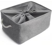 Mangata Caja de almacenamiento plegable, cesta de almacenamiento de tela gruesa con asas para estantes de juguetes(paquete de 1, Gris, XL)