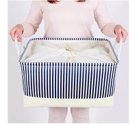 Mangata Caja de almacenamiento plegable, cesta de almacenamiento de tela gruesa con asas para estantes de juguetes(paquete de 1, Azul Rayas, XXL)