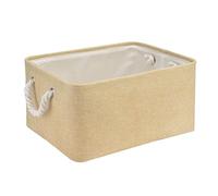 Mangata Caja de almacenamiento plegable, cesta de almacenamiento de tela gruesa con asas para estantes de juguetes(paquete de 1, Beige, M)
