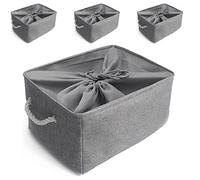 Mangata Caja de almacenamiento plegable, cesta de almacenamiento de tela gruesa con asas para estantes de juguetes(paquete de 4, Gris, XL)