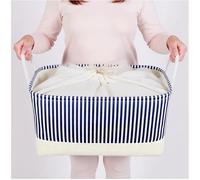 Mangata Caja de almacenamiento plegable, cesta de almacenamiento de tela gruesa con asas para estantes de juguetes(paquete de 1, Azul Rayas, XL)