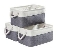 Mangata Caja de Almacenamiento Ropa, cestas de almacenaje Tela, Plegable Cajas organizadoras para Juguetes, armarios (Medio, Gris frío/Blanco)