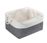 Mangata Caja de Almacenamiento Ropa, cestas de almacenaje Tela, Plegable Cajas organizadoras para Juguetes, armarios (Grande, Gris frío/Blanco)