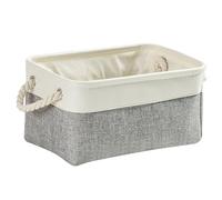 Mangata Caja de Almacenamiento Ropa, cestas de almacenaje Tela, Plegable Cajas organizadoras para Juguetes, armarios (Pequeña, Gris Blanco)
