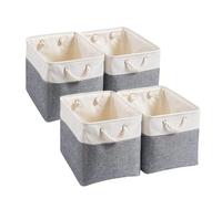 Mangata Cajas de Almacenaje, 33x33x33cm Cestas Almacenaje de Tela para Ropa, Armarios, Estantes,Compatible con Kallax(Gris frío/Blanco, 4 Pack)
