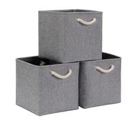 Mangata Cajas de Almacenaje, Cestas Almacenaje de Tela para Ropa, Armarios, Estantes, Juguetes, 28x28x28 cm (Plegable, 3X, Gris)