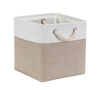 Mangata Cajas de Almacenaje, Cestas Almacenaje de Tela para Ropa, Armarios, Estantes, Juguetes, 28x28x28 cm (Plegable, Blanco Caqui Claro)