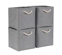 Mangata Cajas de Almacenaje, Cestas Almacenaje de Tela para Ropa, Armarios, Estantes, Juguetes, 30x30x30 cm (Plegable, 4X, Gris)