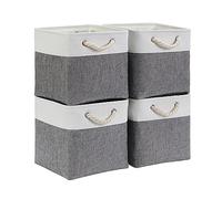 Mangata Cajas de Almacenaje, Cestas Almacenaje de Tela para Ropa, Armarios, Estantes, Juguetes, 30x30x30 cm (Plegable, 4X, Gris Blanco)