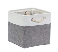 Mangata Cajas de Almacenaje, Cestas Almacenaje de Tela para Ropa, Armarios, Estantes, Juguetes, 33x33x33 cm (Plegable, Gris Blanco)
