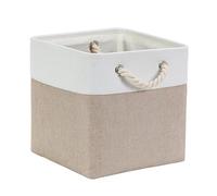 Mangata Cajas de Almacenaje, Cestas Almacenaje de Tela para Ropa, Armarios, Estantes, Juguetes, 33x33x33 cm (Plegable, Blanco Caqui Claro)